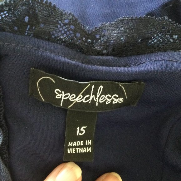 Speechless Navy Blue Sequined Crop, 15 Juniors - Picture 5 of 7